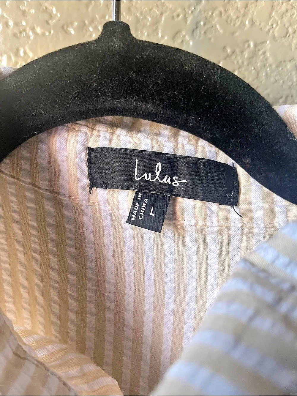 Lulus Striped Midi Dress in White & beige Size Large - Picture 6 of 6